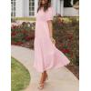 imageZESICA Womens Casual Summer Crew Neck Short Puff Sleeve Smocked High Waist Ruffle Tiered A Line Midi DressLightpink