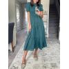 imageZESICA Womens Casual Summer Crew Neck Short Puff Sleeve Smocked High Waist Ruffle Tiered A Line Midi DressTeal