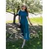 imageZESICA Womens Casual Summer Crew Neck Short Puff Sleeve Smocked High Waist Ruffle Tiered A Line Midi DressTeal