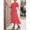 imageZESICA Womens Casual Summer Crew Neck Short Puff Sleeve Smocked High Waist Ruffle Tiered A Line Midi DressWatermelon