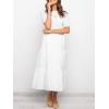imageZESICA Womens Casual Summer Crew Neck Short Puff Sleeve Smocked High Waist Ruffle Tiered A Line Midi DressWhite