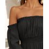 imageZESICA Womens 2025 Boho Sexy Off Shoulder Long Sleeve Smocked High Waist Side Split Flowy A Line Tiered Long Maxi DressDark Black