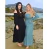 imageZESICA Womens 2025 Boho Sexy Off Shoulder Long Sleeve Smocked High Waist Side Split Flowy A Line Tiered Long Maxi DressDark Black