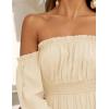 imageZESICA Womens 2025 Boho Sexy Off Shoulder Long Sleeve Smocked High Waist Side Split Flowy A Line Tiered Long Maxi DressLight Yellow