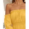 imageZESICA Womens 2025 Boho Sexy Off Shoulder Long Sleeve Smocked High Waist Side Split Flowy A Line Tiered Long Maxi DressYellow