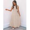 imageZESICA Womens 2025 Summer Casual Flutter Short Sleeve Crew Neck Smocked Elastic Waist Tiered Midi DressApricot