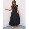 imageZESICA Womens 2025 Summer Casual Flutter Short Sleeve Crew Neck Smocked Elastic Waist Tiered Midi DressBlack