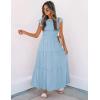 imageZESICA Womens 2025 Summer Casual Flutter Short Sleeve Crew Neck Smocked Elastic Waist Tiered Midi DressBlue