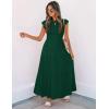 imageZESICA Womens 2025 Summer Casual Flutter Short Sleeve Crew Neck Smocked Elastic Waist Tiered Midi DressDark Green