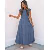 imageZESICA Womens 2025 Summer Casual Flutter Short Sleeve Crew Neck Smocked Elastic Waist Tiered Midi DressDusty Blue