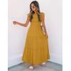 imageZESICA Womens 2025 Summer Casual Flutter Short Sleeve Crew Neck Smocked Elastic Waist Tiered Midi DressGinger