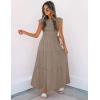 imageZESICA Womens 2025 Summer Casual Flutter Short Sleeve Crew Neck Smocked Elastic Waist Tiered Midi DressLight Khaki