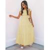 imageZESICA Womens 2025 Summer Casual Flutter Short Sleeve Crew Neck Smocked Elastic Waist Tiered Midi DressLight Yellow