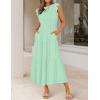imageZESICA Womens 2025 Summer Casual Flutter Short Sleeve Crew Neck Smocked Elastic Waist Tiered Midi DressMint