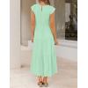 imageZESICA Womens 2025 Summer Casual Flutter Short Sleeve Crew Neck Smocked Elastic Waist Tiered Midi DressMint