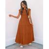 imageZESICA Womens 2025 Summer Casual Flutter Short Sleeve Crew Neck Smocked Elastic Waist Tiered Midi DressOrange