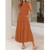 imageZESICA Womens 2025 Summer Casual Flutter Short Sleeve Crew Neck Smocked Elastic Waist Tiered Midi DressOrange