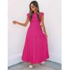 imageZESICA Womens 2025 Summer Casual Flutter Short Sleeve Crew Neck Smocked Elastic Waist Tiered Midi DressRose