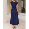 imageZESICA Womens 2025 Summer Casual Flutter Short Sleeve Crew Neck Smocked Elastic Waist Tiered Midi DressRoyal Blue