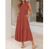 imageZESICA Womens 2025 Summer Casual Flutter Short Sleeve Crew Neck Smocked Elastic Waist Tiered Midi DressRust
