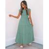imageZESICA Womens 2025 Summer Casual Flutter Short Sleeve Crew Neck Smocked Elastic Waist Tiered Midi DressSage