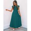 imageZESICA Womens 2025 Summer Casual Flutter Short Sleeve Crew Neck Smocked Elastic Waist Tiered Midi DressTeal Green