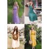 imageZESICA Womens 2025 Summer Casual Flutter Short Sleeve Crew Neck Smocked Elastic Waist Tiered Midi DressViolet