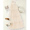 imageZESICA Womens 2025 Summer Sleeveless Halter Neck Ruffle Tiered Layed Chiffon Flowy Swing Long Midi DressApricot