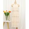 imageZESICA Womens 2025 Summer Sleeveless Halter Neck Ruffle Tiered Layed Chiffon Flowy Swing Long Midi DressApricot