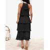 imageZESICA Womens 2025 Summer Sleeveless Halter Neck Ruffle Tiered Layed Chiffon Flowy Swing Long Midi DressDarkblack