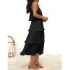 imageZESICA Womens 2025 Summer Sleeveless Halter Neck Ruffle Tiered Layed Chiffon Flowy Swing Long Midi DressDarkblack