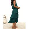 imageZESICA Womens 2025 Summer Sleeveless Halter Neck Ruffle Tiered Layed Chiffon Flowy Swing Long Midi DressDarkgreen