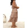 imageZESICA Womens 2025 Summer Sleeveless Halter Neck Ruffle Tiered Layed Chiffon Flowy Swing Long Midi DressKhaki