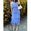 imageZESICA Womens 2025 Summer Sleeveless Halter Neck Ruffle Tiered Layed Chiffon Flowy Swing Long Midi DressLightblue