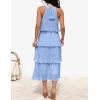 imageZESICA Womens 2025 Summer Sleeveless Halter Neck Ruffle Tiered Layed Chiffon Flowy Swing Long Midi DressLightblue
