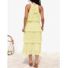 imageZESICA Womens 2025 Summer Sleeveless Halter Neck Ruffle Tiered Layed Chiffon Flowy Swing Long Midi DressLightyellow