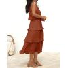imageZESICA Womens 2025 Summer Sleeveless Halter Neck Ruffle Tiered Layed Chiffon Flowy Swing Long Midi DressMaple