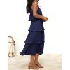 imageZESICA Womens 2025 Summer Sleeveless Halter Neck Ruffle Tiered Layed Chiffon Flowy Swing Long Midi DressNavy