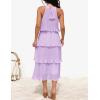 imageZESICA Womens 2025 Summer Sleeveless Halter Neck Ruffle Tiered Layed Chiffon Flowy Swing Long Midi DressPurple