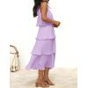 imageZESICA Womens 2025 Summer Sleeveless Halter Neck Ruffle Tiered Layed Chiffon Flowy Swing Long Midi DressPurple