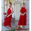 imageZESICA Womens 2025 Summer Sleeveless Halter Neck Ruffle Tiered Layed Chiffon Flowy Swing Long Midi DressRed
