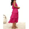 imageZESICA Womens 2025 Summer Sleeveless Halter Neck Ruffle Tiered Layed Chiffon Flowy Swing Long Midi DressRose