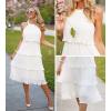 imageZESICA Womens 2025 Summer Sleeveless Halter Neck Ruffle Tiered Layed Chiffon Flowy Swing Long Midi DressWhite