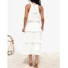 imageZESICA Womens 2025 Summer Sleeveless Halter Neck Ruffle Tiered Layed Chiffon Flowy Swing Long Midi DressWhite