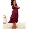 imageZESICA Womens 2025 Summer Sleeveless Halter Neck Ruffle Tiered Layed Chiffon Flowy Swing Long Midi DressWine
