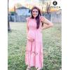 imageZESICA Womens Casual Crew Neck Flutter Sleeve Smocked High Waist Hollow Out Lace Trim Tiered A Line Midi DressDarkpink