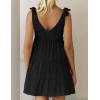 imageZESICA Womens Summer Casual V Neck Sleeveless Mini Dress Tie Shoulder Tiered Ruffle Swing A Line Short SundressesBlack
