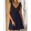 imageZESICA Womens Summer Casual V Neck Sleeveless Mini Dress Tie Shoulder Tiered Ruffle Swing A Line Short SundressesNavy