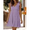 imageZESICA Womens Summer Casual V Neck Sleeveless Mini Dress Tie Shoulder Tiered Ruffle Swing A Line Short SundressesPurple