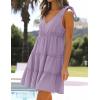 imageZESICA Womens Summer Casual V Neck Sleeveless Mini Dress Tie Shoulder Tiered Ruffle Swing A Line Short SundressesPurple